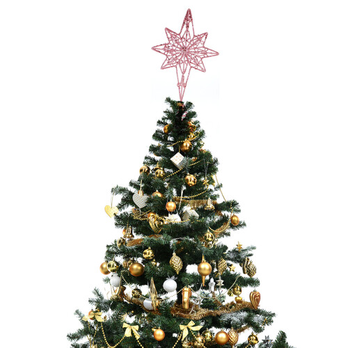 Christmas tree top star gold octagon small pink bauble 2