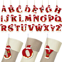 Wooden A to Z Christmas Stocking Letter Tags 26 Pcs