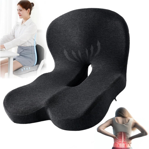 L-Shaped Memory Foam Seat Cushion with Lumbar and Tailbone
