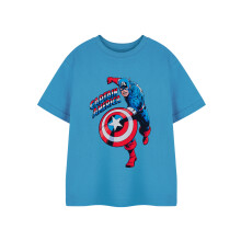 (9-10 Years) Marvel Short Sleeved T-Shirt (Boys Blue)