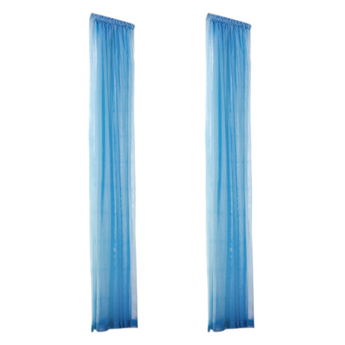 Light Blue Sheer Gauze Curtains Rod Pocket 2-Piece Set 1