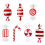 Christmas Candy Pendant Decorations Red White 7PCS 3