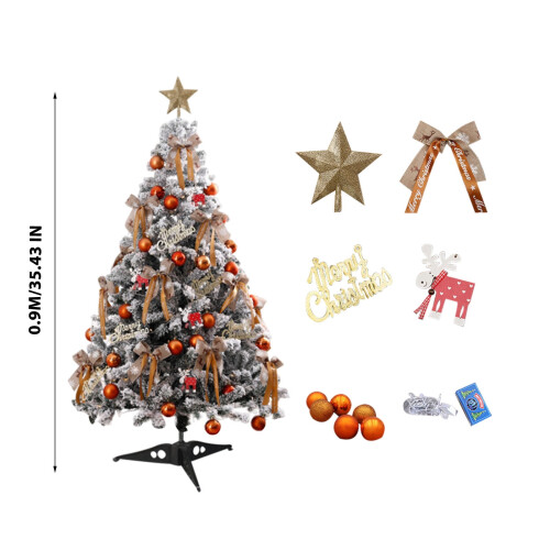 Snow Flocked Pre-lit Artificial Christmas Tree 35.43 inch 2