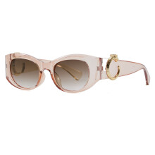 (Champagne Double Tea)Occhiali da sole donna eleganti montatura grande con rivestimento antiuv e forma ellittica per uso quotidiano