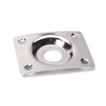 Square Curved Guitar Jack Plate Silver 1/4 Inch Indented