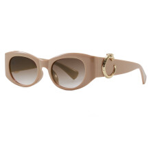 (Khaki Frame Double Tea)Lunettes de soleil élégantes à grande monture pour femmes avec revêtement anti-UV et forme elliptique pour une