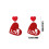 Heart Earrings for Women Red Plastic Dangle Lightweight 3