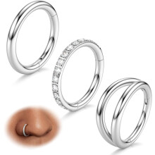 Nose Hoops 316L Surgical Steel 3 Pcs 14G-20G 7-10mm