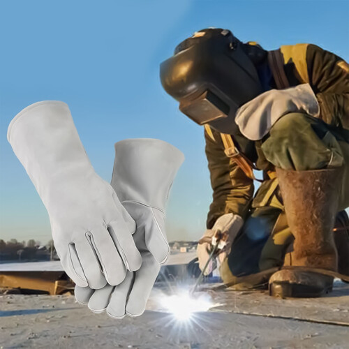 Flame Resistant Leather Welding Gloves Unisex Long Sleeve 1