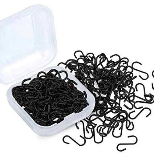 Mini S Hooks Rustproof Metal 100 or 200 pcs