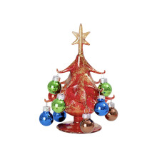 Vintage Mini Glass Christmas Tree with Ball Ornaments Red