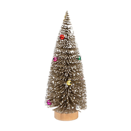 Mini Desktop Christmas Tree with Pink Ornaments 6-inch