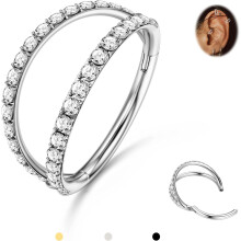 Titanium Hoop Nose Ring 16G 18G 20G CZ Gold Black Silver
