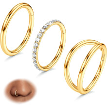 3Pcs Nose Hoops 316L Surgical Steel 14G-20G 7-10mm