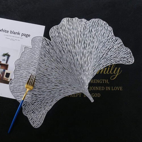 Leaf-Shaped PVC Placemats Heat-Resistant Non-Slip 4-Pack