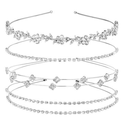 Bridal Headbands Rhinestone Silver 4 pcs