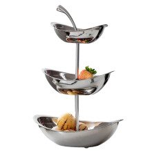 Aihem Stainless Steel Oval Fruit Tray - Elegant Snack & Pastry Plate for Tea Table and Living Room 3 Levels