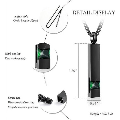 Crystal Bar Cremation Urn Necklace with Birthstone Cube 1