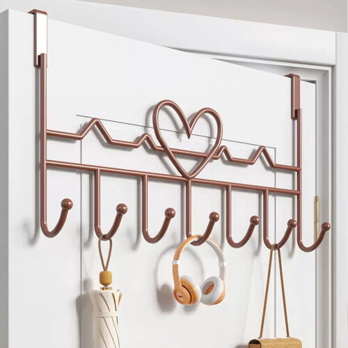 Over Door Hook Rack Brown 7 Hooks