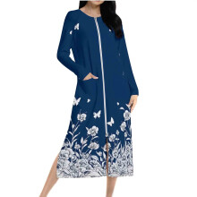 Women's Winter Robe with Pockets Zip Closure Loose Fit