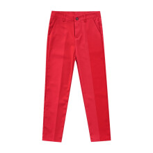 Boys Plaid Stretch Chino Pants Slim Fit School Uniform Red