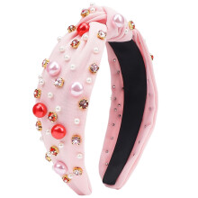 Pearl Knotted Headband with Rhinestones and Crystals