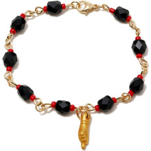 Black Azabache Figa Charm Necklace Stainless Steel 18K Gold