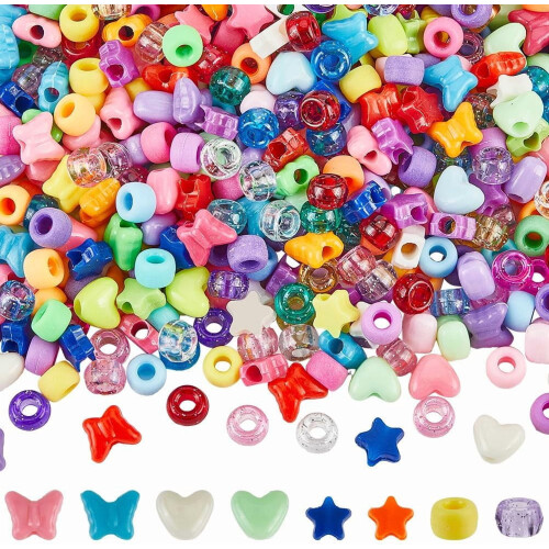 Pony Beads Assorted Shapes 700 pcs for Jewelry Making