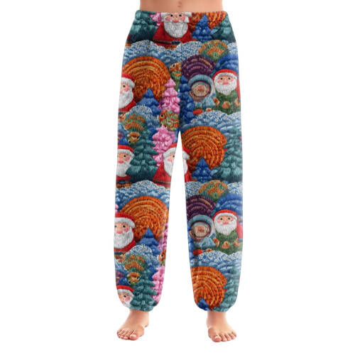 Women's Christmas Print Ankle Pants Blue M
