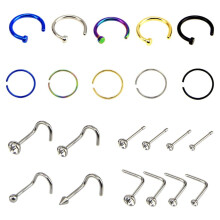 Unisex Nose Rings Stainless Steel 22-Piece Set