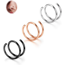 316L Stainless Steel Double Hoop Nose Ring 2 pcs 22G-18G
