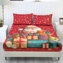 Twin Sheet Set Red Santa Print Cooling 3-Piece