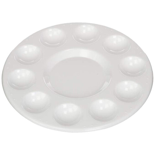 White 11-Compartment Round Paint Tray 17cm Plastic
