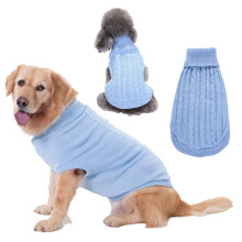 Dog Sweater Soft Warm Winter Outfit for Dogs Light Blue S