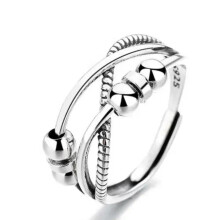 925 Silver Adjustable Anxiety Ring for Women #3