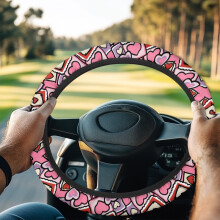 Heart Pattern Golf Cart Steering Wheel Cover Universal Heat