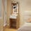 Homcom HOMCOM Compact Dressing Table with Lighted Mirror Open Shelves Natural Wood 1