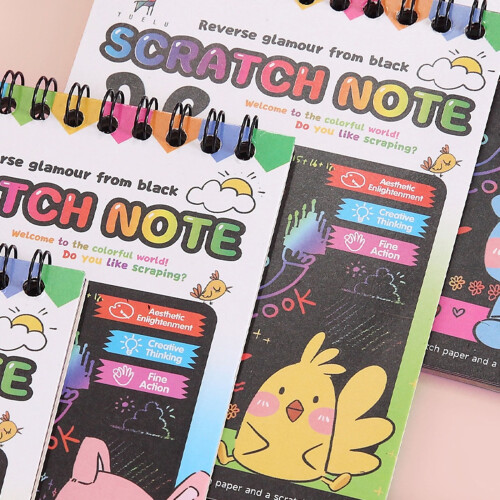 DIY Scratch Paper Drawing Pad Rainbow 4.1x5.5 in 2