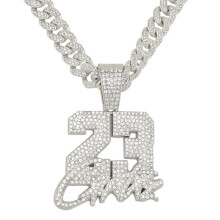 Hip Hop Cuban Chain Necklace Number 23 Letters Pendant 13mm