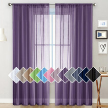 Purple Semi-Sheer Curtains 52x84 Inch Light Filtering Rod