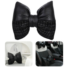 Bow-Shaped Decorative Pillow Black Lace Ruffle