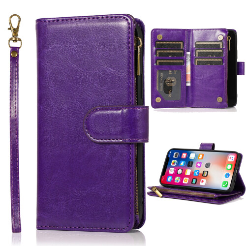 Purple PU Leather Wallet Case for iPhone 7/8/SE 2020&2022