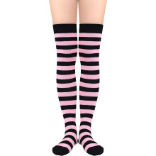 Women's Striped Thigh-High Socks Over-the-Knee