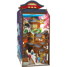 Bücherwinkel - DIY-Kit zum Bau eines 3D-Modells Buchstütze - Japanische Gasse Nookland - 10 x 19 x 24 cm