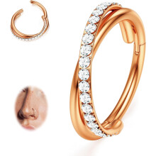 Titanium Nose Hoops with CZ Stones 16-20G 6-12mm
