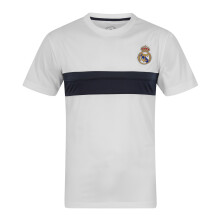Real Madrid FC Official Gift Mens Poly T-Shirt White Black Stripe XL