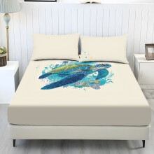 Turtle Print Soft Polyester Bed Sheet Set Full 3pcs
