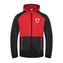 Wales Cymru FAW Official Gift Boys Shower Jacket Black Red 6-7 Years