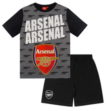 Arsenal FC Official Football Gift Boys Kids Short Pyjamas Black 12-13 Years