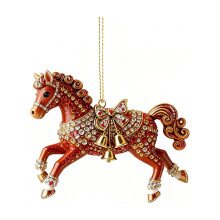 Red Acrylic Horse Ornament with Rhinestones 1pc